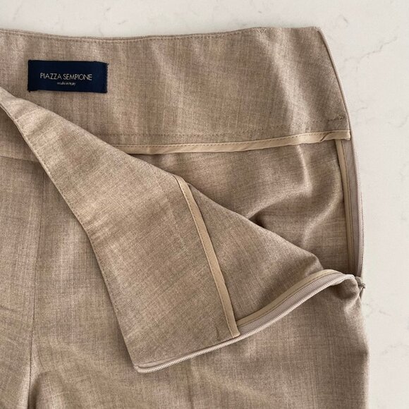 Piazza Sempione Designer Lightweight Wide Leg Hi Waist Pants Heather Tan Sz S - Picture 6 of 9